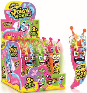 Hračka Juicy Worms gel 58g