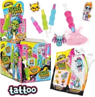 SCARY FINGER TATTOO – lízátko s práškem a tetováním 31g